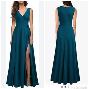 NWT MUSHARE  V Neck Sleeveless Formal Dress Long Cocktail Party Prom Dress